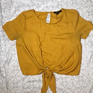 Forever 21 mustard yellow tie in-front top